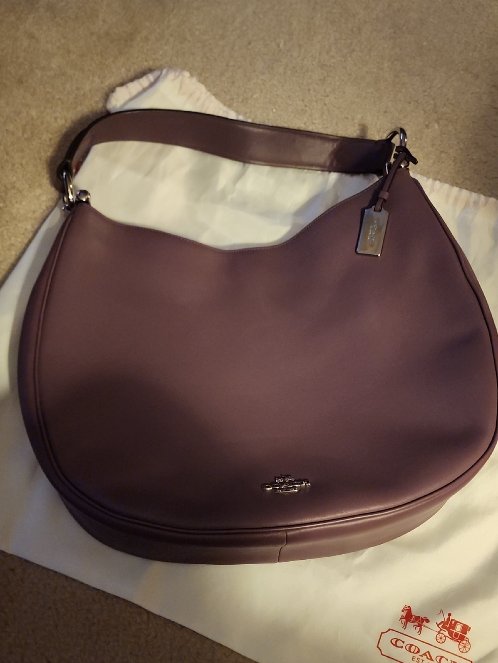 Coach Smooth Leather Hobo Bag in Mauve Plum